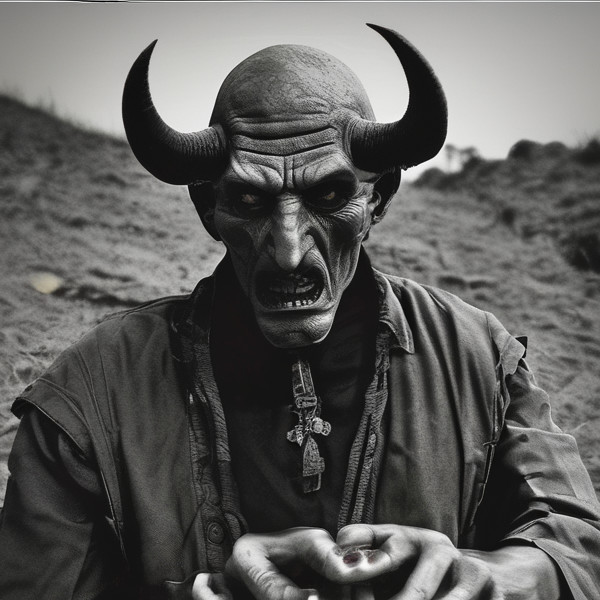 Un pacto con el diablo, representado por una figura oscura tendiendo una mano hacia una persona.